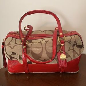Coach Purse, Red & Tan, Red Interior
